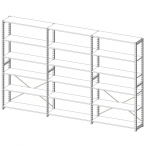 S-RACK�ǖʃZ�b�g 3�A��1240 W3,648�~H2,080mm �u���E�� ���s400mm