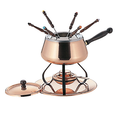 銅 片手 フォンデュセット 無地 S-726 - 調理器具のSHOKUBI