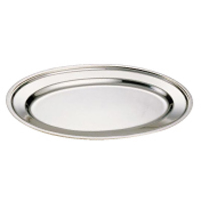 イケダ IKD 18-8 ステンレス 小判皿 平渕 255×180mm 10インチ - 調理