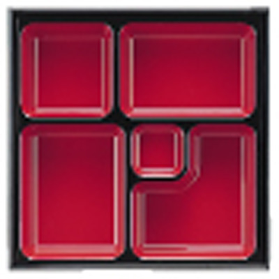 若泉漆器 8.5寸 松花堂用 DX仕切 朱天黒 1-395-6 - 調理器具のSHOKUBI