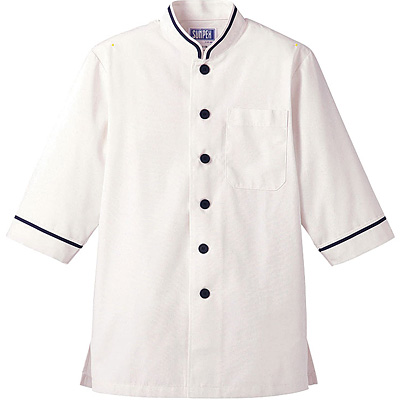 ... ショップコート D-1128オフホワイト×ネイビー 3L【SKC3705】 サーヴォ ショップコート オフホワイト×ネイビー D-1128 3Lサイズ