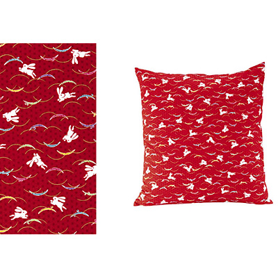 綿 座布団HY ウサギ51052 赤 590×550 セット