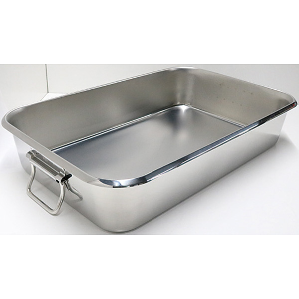 スギコ 18-8 ステンレス給食バット・運搬型 可動ハンドル 半カール