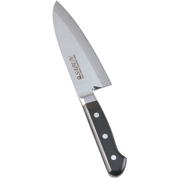 遠藤商事 SA SABUN ステンレス鋼 黒合板 ツバ付 出刃 15cm - 調理器具