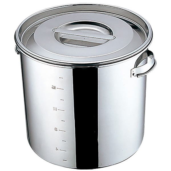 三宝産業 UK 18-8 ステンレス丸・深型キッチンポット 目盛付 33cm