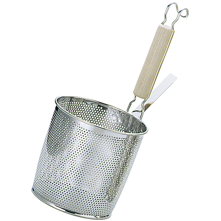 三宝産業 YUKIWA UK 18-8 ステンレス パンチング 木柄底平煮ざる L