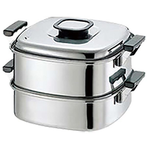 PE 18-0 ステンレス 角蒸器 2段 29cm - 調理器具のSHOKUBI