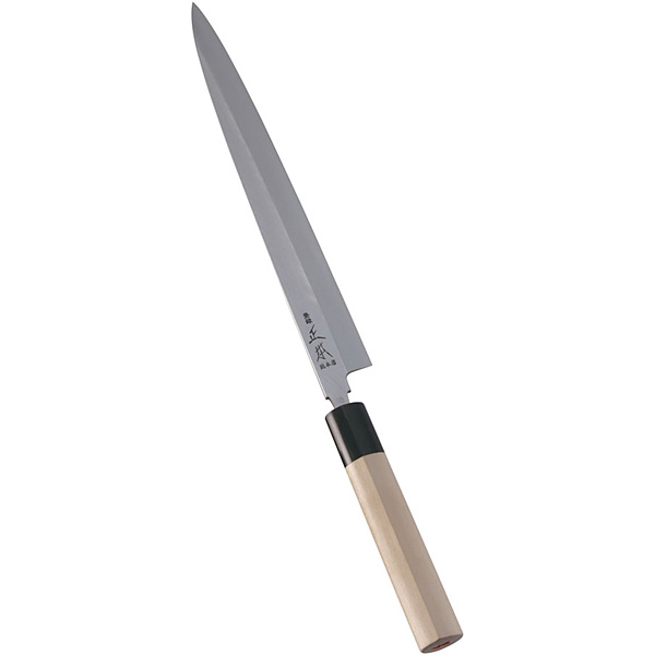 正本総本店　　柳刃包丁　青鋼　刃渡り20cm　波紋でてます。 正本総本店 柳刃包丁 青鋼 刃渡り20cm 波紋でてます。 正本総