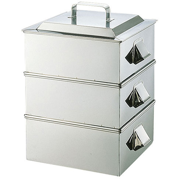遠藤商事 SA 21-0 ステンレス 角蒸器 2段 業務用 36cm - 調理器具のSHOKUBI