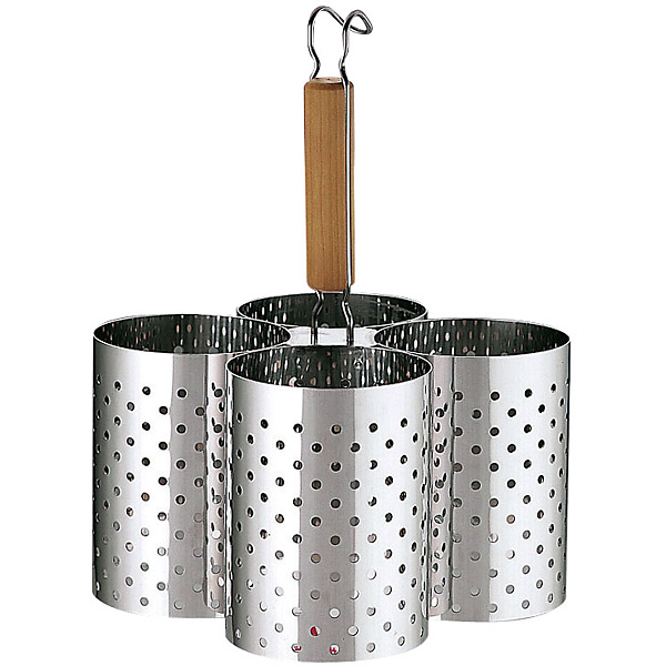 かき揚げリング　4連 三宝産業 18-8 ステンレス かき揚げリング 木柄 4連 Sサイズ