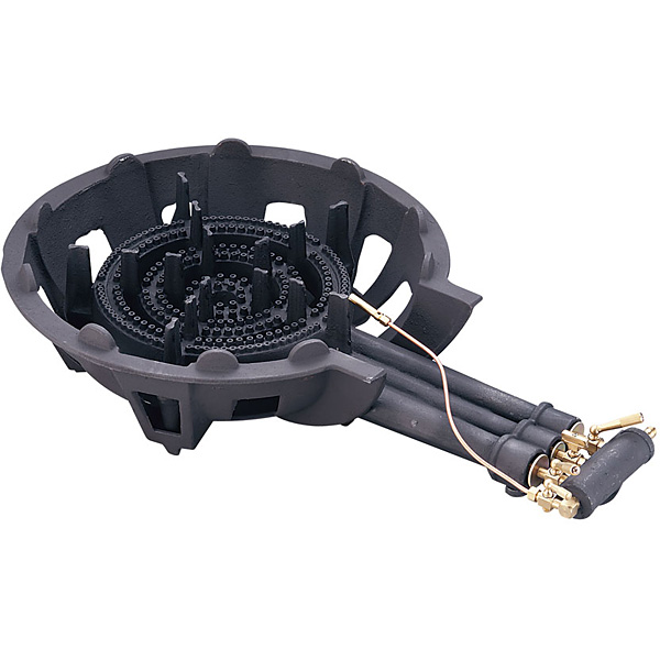 業務用 コンロ30センチ 大栄産業 鋳物コンロ 三重 パイロット付 DE-30n LPガス - 調理器具の