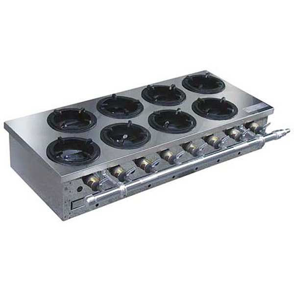 業務用ガステーブル 鍋焼き用 ガステーブル 8ヶ口 AN-8 (8ヶ口)都市ｶﾞｽ - 調理器具のSHOKUBI