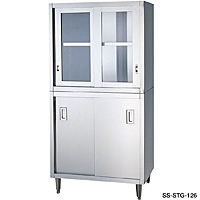 スギコ 食器棚 ガラス戸式 両面式 奥行900mm SS-STG-189W 幅1,800mm