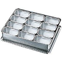 18-8 ステンレス ミニ調味料入れバット 4ヶ入り長 - 調理器具のSHOKUBI