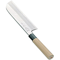 正本のカマ型薄刃包丁 正本総本店 本霞 玉白鋼 鎌型薄刃包丁 195 mm 正本総本店玉白鋼