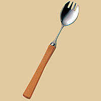 木製 角型ハンドル スプーン・フォーク兼用 R-18 小 - 調理器具のSHOKUBI