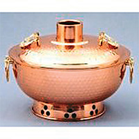 純銅製 しゃぶしゃぶ鍋 槌目入り S-1060H 22cm - 調理器具のSHOKUBI