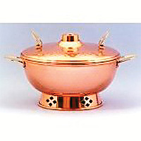 純銅製 しゃぶしゃぶ鍋 槌目入り S-1060H 22cm - 調理器具のSHOKUBI