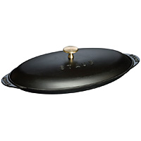 ストウブ オーバル ホットプレート フタ付 40509-582 ブラック - 調理