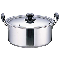 遠藤商事 SA 18-0 ステンレス 厚板実用鍋 プラ柄 内径39cm - 調理器具