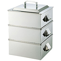 遠藤商事 SA 21-0 ステンレス 角蒸器 2段 業務用 36cm - 調理器具のSHOKUBI