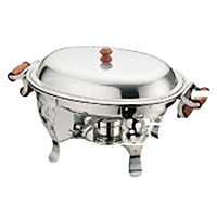 三宝産業 YUKIWA UK 18-8 ステンレス 角チェーフィングデッシュ 木柄