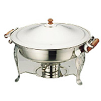 三宝産業 YUKIWA UK 18-8 ステンレス 角チェーフィングデッシュ 木柄