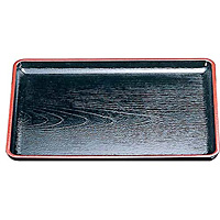 福井クラフト ABS樹脂 ケヤキ会席盆 黒天朱 15021440 尺3寸 - 調理器具