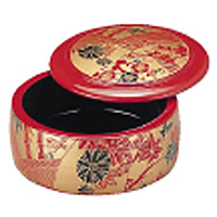 若泉漆器 DXタイコちらし桶 1-483-2 朱に扇面 - 調理器具のSHOKUBI