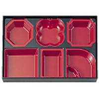 若泉漆器 ニュー尺3寸 松花堂用 DX懐石仕切 朱天黒 1-354-8 - 調理器具