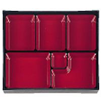 ①　8.5寸松花堂用　DX幕の内仕切　朱天黒　中古品　5個まとめ 21023750 松花堂用DX幕の内仕切 朱天黒 A 福井クラフト 8.5寸