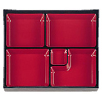 若泉漆器 尺1寸 長手へギ目松花堂用 6ツ仕切 朱天黒 1-366-3 - 調理