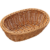 未使用　ラウンド型大きめ　バスケット　ナチュラル 樹脂バスケット 小判型 280×190mm 91-070B ナチュラル茶 - 調理器具の
