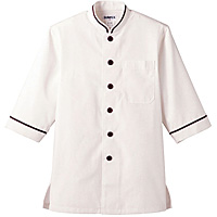 ... ショップコート D-1130オフホワイト×ブラウン LL【SKC3904】 サーヴォ ショップコート オフホワイト×ブラウン D-1130 LLサイズ