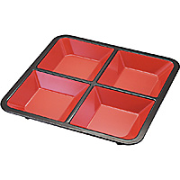 福井クラフト 8.5寸 松花堂用 六ツ仕切 朱天黒 23025550 - 調理器具の