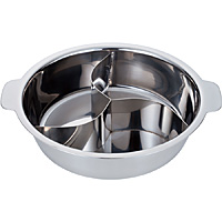 三宝産業 YUKIWA UK 18-0 ステンレス チリ鍋 3仕切 蓋なし 33cm - 調理