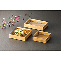 竹 天ぷら盛皿クリアー ステンレス目皿付 正角4寸 - 調理器具のSHOKUBI