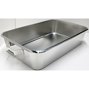 スギコ 18-8 ステンレス給食バット・運搬型 可動ハンドル 半カール