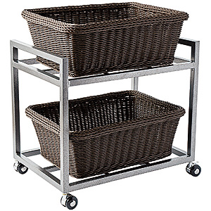 ラタン調ランドリーワゴン 幅65cmタイプ ダークブラウン [8255