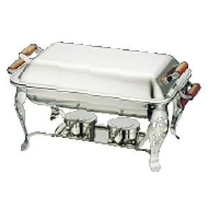 三宝産業 YUKIWA UK 18-8 ステンレス 角チェーフィングデッシュ 木柄