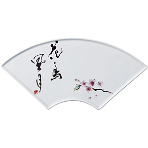 イングレ扇型 焼物皿 300×130×H17mm AZ163-14 花鳥風月 - 調理器具の