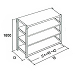 �O�m�X�[�p�[�X�^���h �{���g���X���b�N ���y�ʗp 4�i 200kg/�i �P�� H1800mm AML1863S-4 W1800�~D300mm