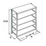 �O�m�X�[�p�[�X�^���h �{���g���X���b�N ���y�ʗp 5�i 200kg/�i �P�� H2100mm AML2153S-5 W1500�~D300mm