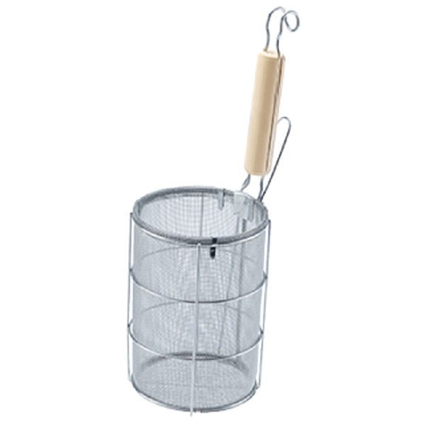 新越ワークス TS 18-8 ステンレス 木柄スパゲティーてぼ 大 - 調理器具