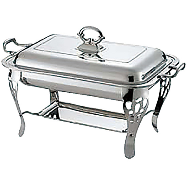 YUKIWA ステンレス製 木柄角チューフィングディッシュ（ダブル） ① 三宝産業 YUKIWA UK 18-8 ステンレス スタッキング 角チューフィング