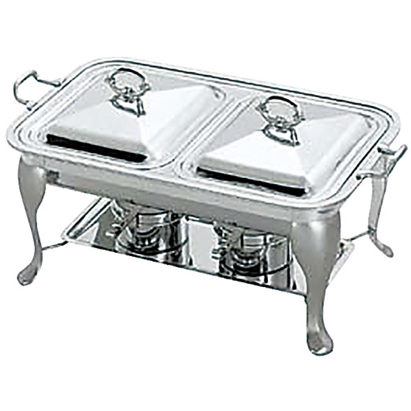 Yukiwa ステンレス製 共柄角チェーフィングデッシュ ダブル 20