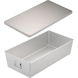 オオイ金属 アルマイト 給食用パン箱 浅型 蓋付 260 60個用 - 調理器具