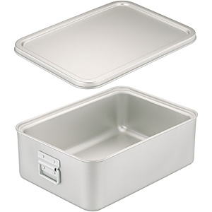 アルマイト 天ぷら入 蓋付 コンテナー用 254 345×290 代引不可 ｱﾙﾏｲﾄ 天ぷら入(蓋付)ｺﾝﾃﾅｰ用 254(345×290)食缶バット