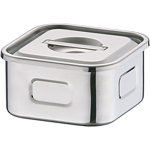 三宝産業 YUKIWA UK 18-8 ステンレス 浅型 角キッチンポット 15cm