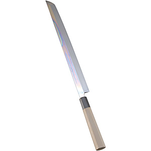 遠藤商事 SA 佐文 本焼 鏡面仕上 玉白鋼 柳刃 木製サヤ付 30cm - 調理